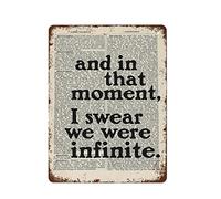 NAMEY and in That Moment,I Swear We were Infinite Print on an Antique Page,Stephen Chbosky,Book Lovers Gifts Retro Metal Tin Sign Vintage Aluminum Sign for Home Coffee Wall Decor 12 x 16 Inch