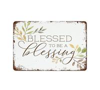 NAMEY Blessed to Be A Blessing, Autumn Sign for Fall Table Decor, Fall Quote Art and Autumn Poster, Christian Artwork,Funny Vintage Metal Tin Sign for Home Coffee 12 x 8 Inch