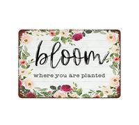 NAMEY Bloom Where You are Planted Sign, Spring Printables, Farmhouse Spring Sign, Farmhouse Wall Decor, Spring Wall Art, Spring Prints Flowers Funny Vintage Metal Tin Sign for Home Coffee 12 x 8 Inch