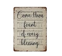 NAMEY Come Thou Fount of Every Blessing Vintage Hymn Wall Art Print Biblical Sheet Music Print Poster Wall Art Home Decor Vintage Tin Sign, Tin Sign, Room Home Decor Signs 12 x 16 Inch