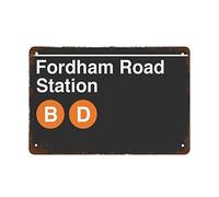 NAMEY Fordham Road Station,New York Subway Sign,Creative Tin Sign Skeleton, Funny Novelty Metal Sign, Vintage Wall Decor for Home Bar Restaurant Cafe Office Club Sign Gift 12 x 8 Inch