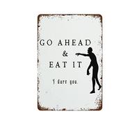 NAMEY Funny Vintage Tin Metal Sign Halloween Party Signs Go Ahead and Eat It I Dare You Halloween Decor Funny Halloween Sign 12x8 Inch Suitable for Home Kitchen Bar Cafe Garage Decor