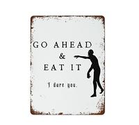 NAMEY Funny Vintage Tin Metal Sign Halloween Party Signs Go Ahead and Eat It I Dare You Halloween Party Decor Halloween Decor 16x12 Inch Suitable for Home Kitchen Bar Cafe Garage Decor