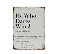 NAMEY He Who Dares Wins! British Funny Dictionary Quote Print This Time Next Year Only Fools UK Culture Vintage Tin Sign Metal Sign Retro Wall Decor for Home Cafes Office Store Pubs 12 X 8 Inch