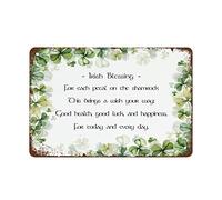 NAMEY Irish Blessing Art Print for Each Petal on The Shamrock This Brings A Wish Your Way Irish Toast Sign Gift for Ireland Lovers! Funny Vintage Metal Tin Sign for Home Coffee 12 x 8 Inch