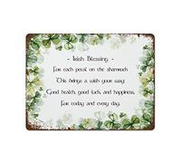 NAMEY Irish Blessing Art Print for Each Petal on The Shamrock This Brings A Wish Your Way Irish Toast Sign Gift for Ireland Lovers! Funny Vintage Metal Tin Sign for Home Coffee 12 x 16 Inch