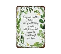 NAMEY Irish Blessing Decor Irish Irish Print Green Wreath Irish Wall Art May Your Troubles Be Less St Patrics Day Vintage Tin Sign Metal Sign for Home Cafes Office Store Pubs Club Gift 12 X 8 Inch