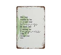 NAMEY Irish Blessing Shamrock Print Irish Wedding Blessing Watercolor Shamrock Home Blessing Housewarming Gift Print Retro Metal Tin Sign Vintage Aluminum Sign for Home Coffee Wall Decor 140 X 200mm