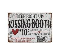 NAMEY Kissing Booth Step Right Up Vintage Valentines Decor Large Canvas Signs Vintage Wall Art Retro Garden Metal Tin Signs,Vintage Coffee Room Bar Club Wall Decor Sign 140 X 200mm
