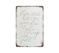 NAMEY Life Starts All Over Again When It Gets Crisp in The Fall Vintage Metal Signs Metal Tin Sign Vintage Wall Decor Tin Sign Funny Wall Decor for Home Bar Pub Cafe Farm Room Metal Poster 8x12 Inch