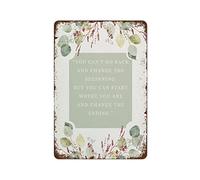 NAMEY Motivational Quote Can't Change The Past Change The Future Print Neutral Green to Vintage Tin Sign Metal Sign Retro Wall Decor for Home Cafes Office Store Pubs Club Sign Gift 12 X 8 Inch