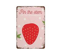 NAMEY Pin The Tail Game,Print Strawberry Berry First 1st Birthday Party Game,Berry Sweet Strawberry Party Decor Sign, Retro Metal Tin Sign Vintage Aluminum Sign for Home Coffee Wall Decor 12 x 8 Inch