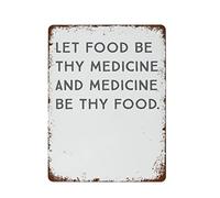 NAMEY Retro Metal Tin Sign Vintage Signs Let Food Be Thy Medicine and Medicine Be Thy Food Vintage Wall Decor Tin Sign Funny Decorations for Home Bar Pub Cafe Farm Room Metal Poster 12x16 Inch