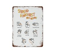 NAMEY Spread Kindness Not Germs Hand Washing Instructions,Classroom Decorations,Hand Washing Poster for Classrooms Funny Vintage Metal Tin Sign for Home Coffee 12 x 16 Inch