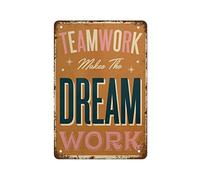 NAMEY Teamwork Makes The Dream Work Art Print Creative Tin Sign,Funny Novelty Metal Sign,Vintage Wall Decor for Home Door Garden Bar Restaurant Cafe Office Shop Club 140 X 200mm