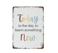 NAMEY Today is The Day to Learn Something New Reading Wall Art Library Poster Homeschool Poster Minimalist Reading Corner Funny Vintage Metal Tin Sign for Home Coffee 12 x 16 Inch
