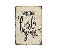 NAMEY Warning Fart Zone Wood Sign Funny Bathroom Sign Freestanding Sign Bathroom Sign Rest Best Vintage Fun Home Decor Tin Signs, Vintage Metal Signs, Perfect for Bar Posters 12 x 8 Inch