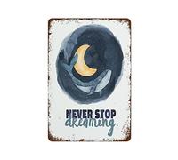 NAMEY Watercolor Ocean,Never Stop Dreaming Art Nursery Whale Wall Decor Nursery Wall Art Ocean Theme,Nursery Wall Art Watercolor Funny Vintage Metal Tin Sign for Home Coffee 12 x 8 Inch