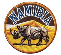 Namibia Africa Patch Embroidered Iron/Sew-on Badge (3.5 Inch) Travel Souvenir Rhino Emblem Perfect for Backpacks, Luggage, Hats, Bags, Gift Patches