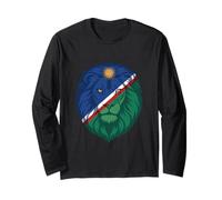 Namibia Flag Colors Lion Head Long Sleeve T-Shirt