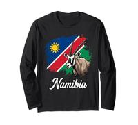 Namibia Flag Oryx Gemsbok African Wildlife Design Long Sleeve T-Shirt