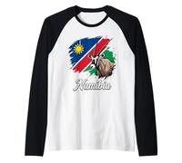 Namibia Flag Oryx Gemsbok African Wildlife Design Raglan Baseball Tee