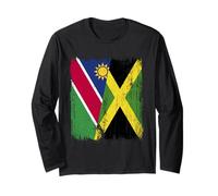 Namibia Jamaica Half Flag Namibian Jamaican Heritage Long Sleeve T-Shirt
