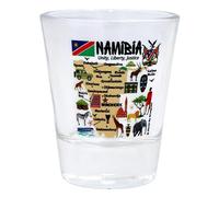 Namibia Map and Attractions Collage Shot Glass