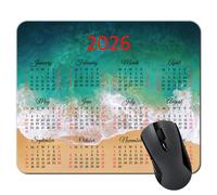 NAMISAN 2026 Calendar HD Font Tropical Beach Mouse Pad, Natural Rubber Rectangle Mouse Personalized Desk Calendar Mouse Pad 9.5 x 7.9 inch, Green