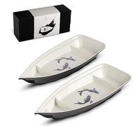 Namiway Sushi Boat Serving Tray - Set of 2 Elegant Serving Dishes - Nearly Unbreakable Melamine Plastic Plate - Top Dishwasher Safe