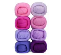 Namner 80 g Dry Felting Wool of 8 Colours, Needle Felting Accessory, Wool Roving Starter Kit, for Starter DIY Crafts, Frozen Grapes