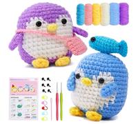Namner Animal Crochet Starter Kit, Beginner Crochet Kit Penguin, Mini Crochet Kit with Step-by-Step Instruction Video Tutorials, Knitting Starter Kit for Adults, with Crochet Yarn, Crochet Hooks