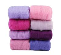 Namner Felting Wool, 80 g Felting Wool Dry Felting of 8 Colours, Wool Roving, Needle Felt Accessories, Wool Roving Starter Kit, for Starter DIY Wool Crafts, Frozen Grapes
