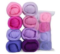 Namner Needle Felting Wool 80g (2.82oz) - 8 Colour Wool Roving Set for DIY Crafts | Starter Felting Supplies | Iced Grapes Fiber Arts Project