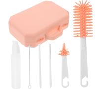 NAMOARLY 1 Set Bottle Cleaning Brush Set with Nipple Brush Straw Cleaner Portable Storage Box Drying Rack Practical Durable Design for Milk Bottles