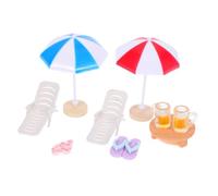 NAMOARLY 1 Set Miniature Beach Scene Furniture Dollhouse Ocean Decor with Umbrella Deck Longue Chair Nautical Toys for DIY Fairy Garden Party Favor