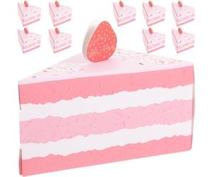 NAMOARLY 10pcs Cake Shaped Birthday Party Box Kraft Paper Boxes for Favors Cute Goodies for Candy Presents for Wedding Party