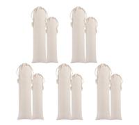 NAMOARLY 10Pcs Cotton Linen Drawstring Cutlery and Straw Storage Bags, Portable Fabric Tableware Pouches for Forks, Spoons, Chopsticks, Kitchen Dining Organization, 8Cm×25Cm 6Cm×18Cm Sets