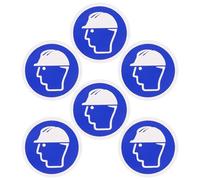 NAMOARLY 10pcs Helmet Use Mandatory Sign Adhesive Safety Helmet Stickers Blue and White 30cm Hard Hat Required Warning Labels for Construction Sites