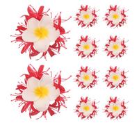 NAMOARLY 10pcs Red Flower Hair Clips with Lightweight Plastic and Metal Material, Nonslip Grip Design for Party Dress and Luau Festivities, Realistic Plumeria and Spider Lily Style Hair