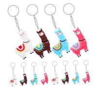 NAMOARLY 12 Pcs Kawaii Alpaca Keychains Cute Cartoon Keyring Blue Pink White and Adorable Backpack Key Rings for Parties Birthdays and