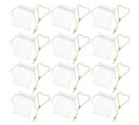 NAMOARLY 12 Sets Mini Rosary Bracelet Crucifix Prayer Bead Bracelet Alloy Mesh Pearls Assorted Color Full Moon and Cross Shapes for Wedding and First Communion Spiritual Well-being