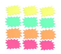 NAMOARLY 120 Pcs Small Fluorescent Explosion Shaped Price Labels for Grocery Shop Bright Yellow Orange Rosy Green Paper Tags Retail Store Price Signs