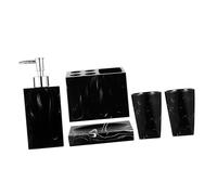 NAMOARLY 1set Marble Pattern Bathroom Includes Toothbrush Holder Mouthwash Cup Soap Dish More Elegant Black Accessories for Home and Organization