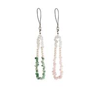 NAMOARLY 2 Pcs Mobile Phone Lanyard Phone Hanging Chain Anti-lost Appearance Crystal Stylish Creative Green Pink