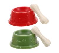 NAMOARLY 2 Sets Miniature Pet Bowl Tiny Bone Plastic Dog Dish Figurines for Dollhouse Realistic Pet Food Dish for Playtime Collectible Accessories for Miniature Dogs