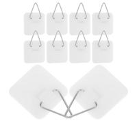 NAMOARLY 20pcs Adhesive Plate Hangers for Wall, Damage-Free Reusable Sticky Hooks for Ceramic Plates and Decorative Plaques, Plastic Square Picture Hanging Hooks for Home Gallery Art
