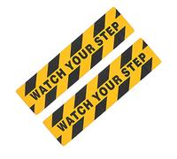 NAMOARLY 2pcs Anti-slip Safety Tape for Steps Watch Your Step Warning Text 15cm x 60cm Black and Yellow Non-slip Floor Adhesive for Staircase and Walkway Safety