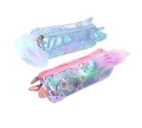 NAMOARLY 2pcs Cartoon Sequin Animal Pencil Case Cute Stationery Pouch for Boys and Girls Versatile Storage Bag for School Supplies and Cosmetics Random Design