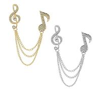 NAMOARLY 2pcs Creative Music Note Brooch for Men, Portable Alloy Lapel Pin with Golden and Silver Finish, Easy to Put and Take, Stylish Accessory for Business or Casual Wear
